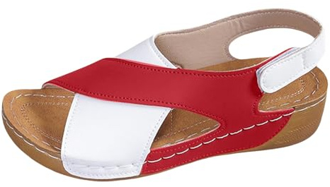 Sandales orthopédiques à plateforme pour femme - Slingback - Chaussures d'été élégantes - Sandales de plage légères - Talon compensé confortable - Sandales romaines lavables