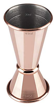 Buddy's Bar - Mesure de bar, 2 cl / 4 cl double mesure, mesures intérieures 1 cl / 3 cl, de haute qualité, jigger pour mesurer les ingrédients des cocktails, cuivre poli