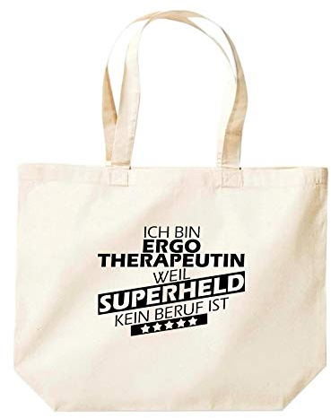 Shirtinstyle Beutel Tasche, Ich Bin Ergotherapeutin Weil Superheld kein Beruf ist, Beruf Ausbildung Abschluss, Jute, Shopper, Beutel, Tasche, Farbe Natur