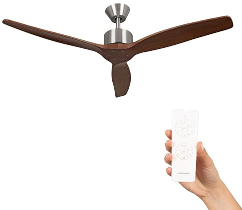 Mellerware - Ventilatore da soffitto con telecomando Brizy! | Potenza 45 W | Ultra silenzioso | 3 pale | Diametro 132 cm | 6 velocità | Timer | Legno Scuro