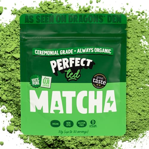 PerfectTed Organic Matcha Powder, Ceremonial Grade Japanese, 30g (30 Servings), Perfect for Lattes & Smoothies | Premium Matcha Fuel | with L-Theanine | Antioxidants | Vegan | Gluten-Free