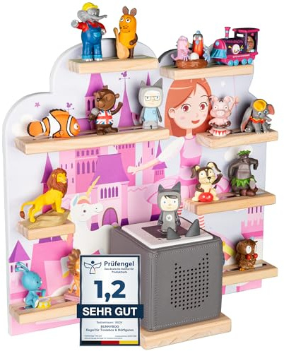bunnyboo Toniebox Regal - für Toniebox und Figuren - ausreichend Platz für bis zu 25 Tonie Figuren und geprüfte Qualität - Tonie Magnetisch - Für Junge und Mädchen (Einhorn)
