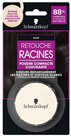 Schwarzkopf – Retouche Racines – Poudre Compacte Couvrante – Eponge Incluse pour une Application Précise – S’efface au Premier Shampooing – 88% d’Ingrédients d’Origine Naturelle - Noir, 1 g (Lot de 1)