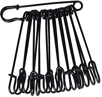 Bleiou Lot de 50 épingles à nourrice robustes en acier, Grosses épingles de sureté pour couvertures, vêtements, jupes, kilts, travaux manuels (Noir)