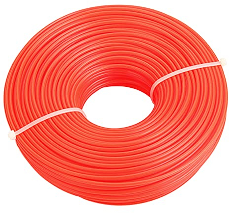 Strimmer Wire Heavy Duty, Strimmer Line Cord 2 mm x 50 m Nylon Round Grass Petrol Trimmer Line for Garden Grass Trimmer Electric Trimmers - Red