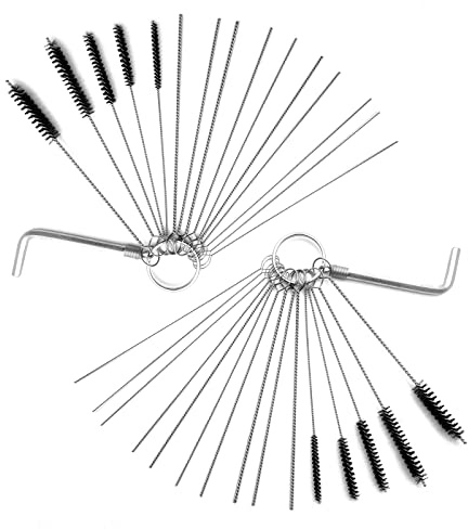 TEMI Set of 2 Carburetor cleaner tools kit Jet Cleaning Brushes Jet Pipe Cleaning Needles Carb Jet Dirt Cleaner kit 10 Brushes 20 Needles and 2 Throttle Wrench