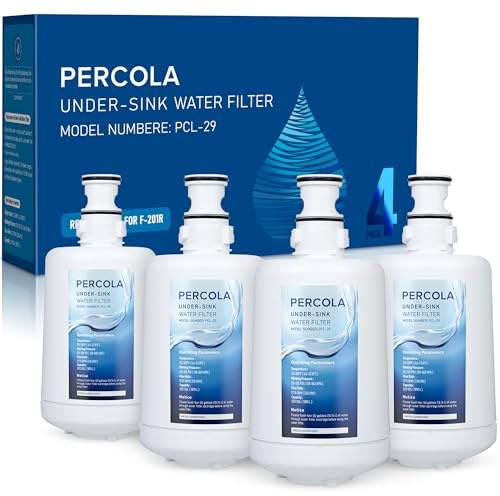 PERCOLA F-201R Filtre à eau sous évier, remplacement pour distributeurs d'eau chaude et chaude/froide instantanés InSinkErator F-201R, 500 gallons (lot de 4)