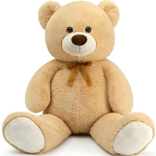 MorisMos 130cm Weich Riesen Teddybären, Apricot teddybär groß XXL kuscheltiere, großer Teddy bär XXL Stofftier Plüschbär Plüschtier kuschelig Kuschelbär Plüschteddy, W159_34_130