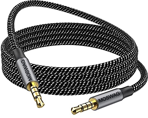 MOSWAG Cable de Audio de 3,5 mm Macho a Macho Estéreo de 4 Pines Auxiliar para Auriculares, PS4, Teléfono Inteligente, Tableta, PC