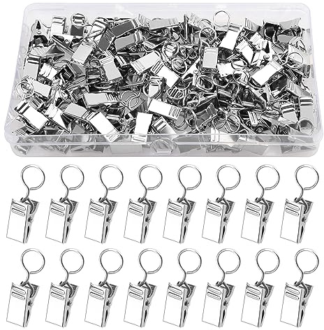 YIXISI 85 Pezzi Clip per Tendine con Gancio, Clip per Tenda da Doccia in Metallo, Clip per Tende, Clip per Ganci per Tende, per Foto, Bagno, Decorazione Domestica, Argento