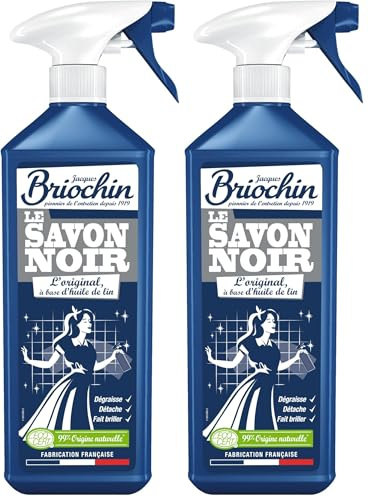 Jacques Briochin Savon Noir Liquide à l'Huile de Lin 750ml - Prêt à l'Emploi en Spray - ECOCERT - Dégraisse, Nourrit, Protège, Fait Briller Tous Types de Sols - Fabriqué en France (Lot de 2)