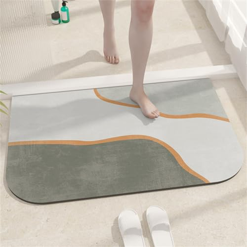 Badezimmerteppich, Badematte Stein, Teppich Läufer, Stone Bath Mat, Badteppich Rutschfest Waschbar, Absorbierende Badematte, Duschmatte, Badvorleger, Duschvorleger, Carpet Metamorphose-120x180cm