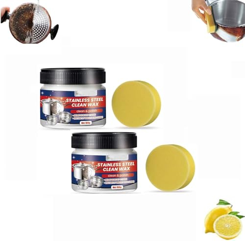 Magical Nano-Technology Pâte de nettoyage pour acier inoxydable, cire propre pour acier inoxydable, nettoyant et polissage, anti-rouille pour acier inoxydable, sans danger pour la surface, sans
