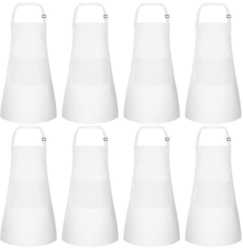 Morcheiong Confezione da 8/12/24 grembiuli regolabili per bambini con 2 tasche grembiule per bambini grembiule da pittura per cucinare e dipingere, Bianco, 18 x 24 inches