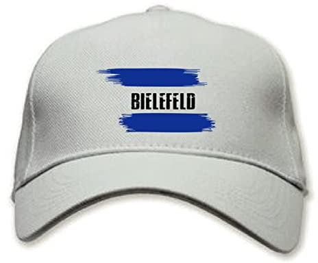 Weiße Mütze Bielefeld Deutschland mit Flagge – Fußballfans – Ultras, aus Polyester, 5 Paneele, Klettverschluss, Weiß, One size