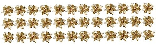 IMIKEYA 36 STK Glitzernde Weihnachtssternblumen Hochzeit Glitzerblume Hohle Glitzerblumen Mini-weihnachtsstern Künstliche Weihnachtsblumen Weihnachtskranz Dekoration Weihnachtsglitzerblume