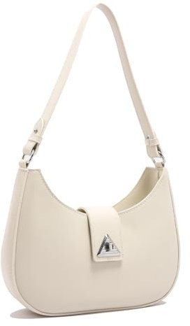 Travistar Handtasche Damen Elegant Schultertasche Damen Kleine Hobo Bag Y2k Tasche Veganes Leder Satteltasche Aesthetic Abendtasche Clutch mit Reißverschluss, Beige Umhängetasche für Teenager Mädchen