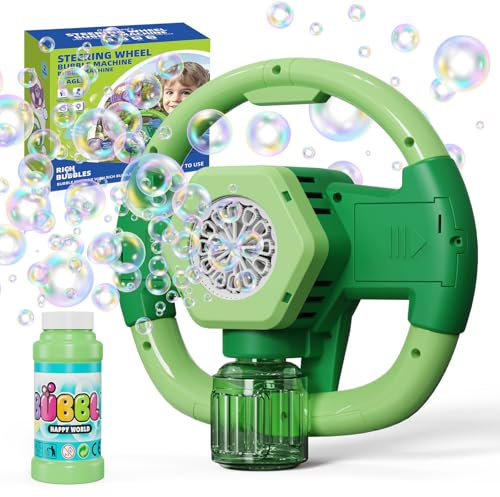 PANACARE Lenkrad Seifenblasenmaschine, Seifenblasenspielzeug Kinder 5000+ Blasen/Min mit Seifenblasenlösung für Hochzeit/Geburtstag/Party/Ostern, Outdoor Geschenk für Junge&Mädchen