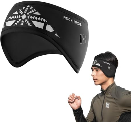 ROCKBROS Winter Sport Stirnband Warm mit Klettverschluss | Ohrenwärmer, Elastisch, Sport Zubehör, für Joggen Laufen Wandern Fahrrad und Skifahren