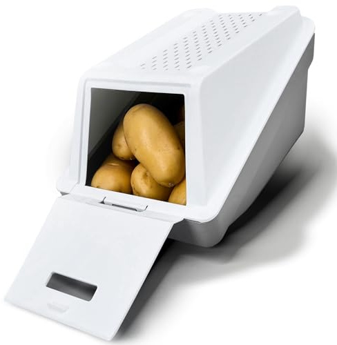 ARTECSIS® Caja para patatas EasyClick 3,5 L, blanco – Con tapa, apilable, 6 etiquetas
