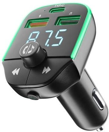 Cellularline - Car FM Transmitter - Bluetooth® FM-Transmitter für Autoradio - USB Music Player - Autoladegerät 20W - Quick Charge 3.0 - Freisprechfunktion - RGB-Lichter - Schwarz