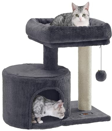 Feandrea Arbre à Chat avec Poteau en Sisal, Plateforme Rembourrée | Tour à Chat, Gris foncé, Collection CLAWFY PCT50G