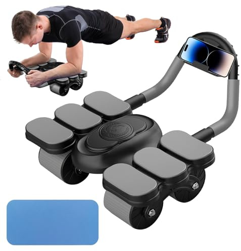 Bauchmuskeltrainer, Bauchtrainer, Bauchroller, mit Ellenbogenstütze, automatisches Rebound-Heim-Fitnessgerät für Rumpftraining, Bauchtrainingsgerät mit Handyhalterung für Heimsport