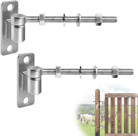 SUPAWAY 2er Torband mit Befestigungsplatte Set M12×200mm Gartentorscharnier | Schwerlast, Verstellbar Weidetorscharniere 304 Edelstahl Gartentorscharniere für Bauernhof Tor, Zauntor, Holzzaun, Einfahrt