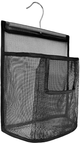 KIAYOO Porta Mollette,Borsa per Mollette da Bucato con Gancio Sacca da Deposito Borsa Appesa Cestino con Sacca da Doccia per Lavanderia Bagno Balcone Uso Interno ed Esterno, Nera