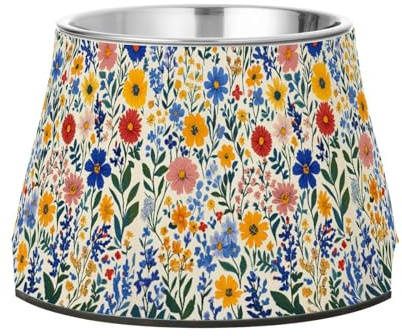 Frühlingsblumen, Hyazinthen, Narzissen, Sonnenblume, weiße Hunde, Futternäpfe mit Ständer, Edelstahl, Haustier-Wassernäpfe für kleine Haustiere, bequeme Fütterung