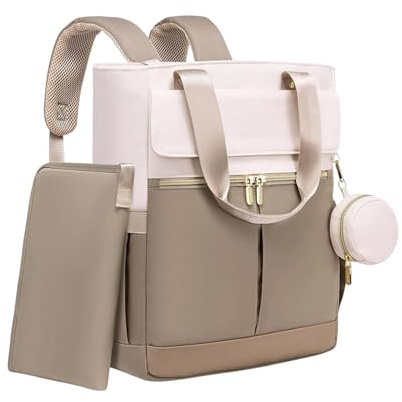 JINQIGG Geräumiger, wasserdichter Wickelrucksack mit mehreren Fächern, für Arbeit, Pendeln, Schultertasche für Reisen, unverzichtbarer Schnellzugriff-Taschen-Rucksack, braun