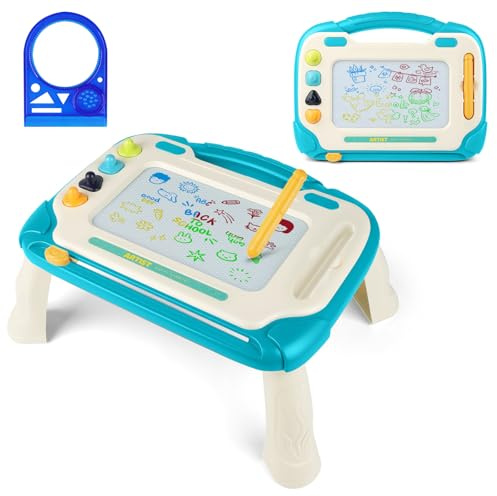 OFFCUP Magnetische Maltafel Kinder Zaubertafel ab 3 Jahr Bunt Magnetische Zeichenbrett Lernspielzeug mit Stempel Spielzeug Geschenk für Kinder ab 3 Jahre Mädchen Jungen - Grün