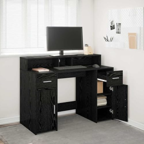 Frdhee Schreibtische Nageltisch,Schreibtisch Schwarze Eiche 120 x 55 x 91 cm Holzwerkstoff,Computertisch für Büro Arbeitszimmer Schlafzimmer