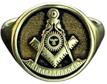 WORLD WIDE GEMS Master Mason Ring, Freimaurer-Stempel, kleiner Finger, Herren-Symbol-Schmuck, Geburtstagsgeschenk für Ihn, sie, 925er Sterlingsilber, Ringgröße 5, 15x15mm, Sterling Silber, Kein
