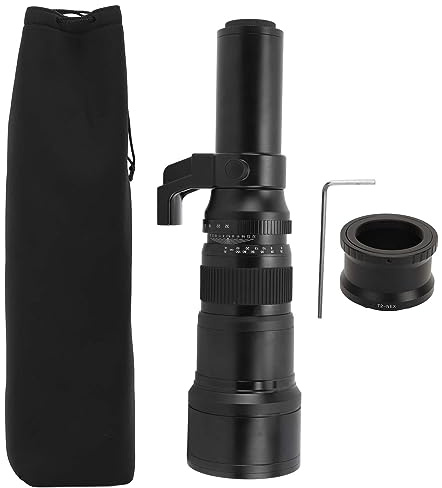 500mm F6.3 Telephoto Lens with T2 Adapter, Black, Manual Focus, Full Frame Mirrorless Compatible - Sharp Imaging, Multi - Coated Optics, Wildlife Photography (Black)