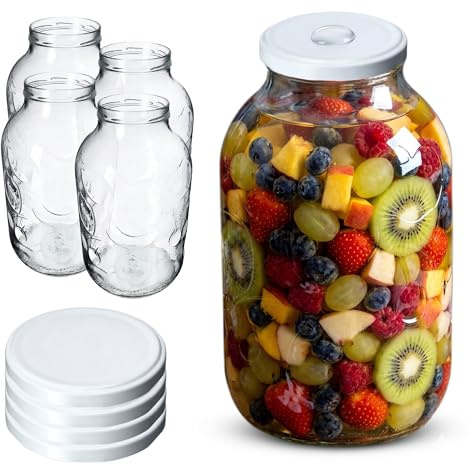 lilawelt24 XXL 4x Vorratsgläser 5L Gurkenglas, Einmachglas, Einmachgläser, Glasballon, Vorratsglas, Einweckgläser konservierung Konservengläser (4x 5L Vorratsgläser)
