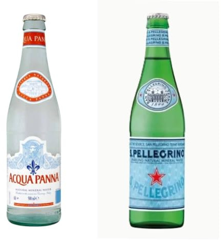 Glass bottles Acqua Panna & San pellegrino premium italian Still & sparkling Water, 500ml, Pack of 6, Italian, special occassion, Celebration, luxurious. THE BEST OF BOTH WORLDS opd goods