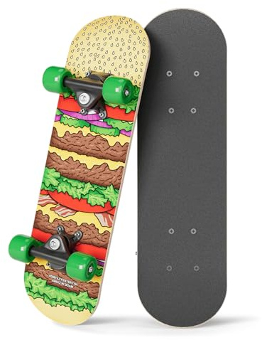 Rude Boyz 43 cm (17 tum) mikrokomplett skateboard | lönnträ | ABEC 7 lager | dubbel spark konkav däck | barn skateboard, idealisk småbarn cruiser skateboard åldrarna 2-5