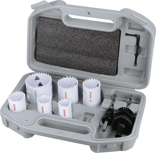 Bosch Juego de 9 sierras perforadoras roscadas para multimaterial (para acero, paneles de yeso, Ø 24, 27, 32, 35, 40, 52 mm, accesorios profesionales)