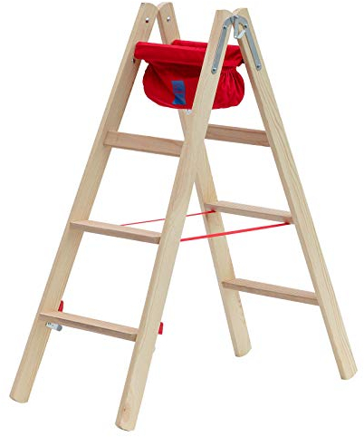 Hymer Holz-Stufenstehleiter 71499, beidseitig begehbar 2x4 Sprossen Arbeitshöhe 2,55 m