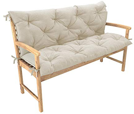 Chilly Pilley Cojín De Banco Relax De Palet con Respaldo para Columpio De Jardín Acolchado con Costuras - Asiento para Columpio De Hollywood (110x50x50, Crema)