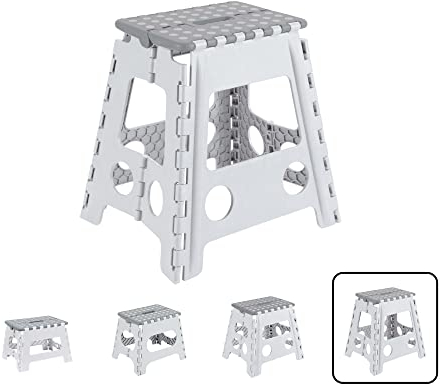 ARREGUI TB-039-GB Taburete Plegable para Cocina o Baño | Escalera Pequeña | Banqueta Infantil | Escalón para Adultos y Niños (hasta 150Kg) | 39 cm de Altura | Blanco