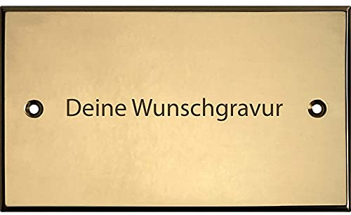 rechteckiges Messingschild mit Gravur