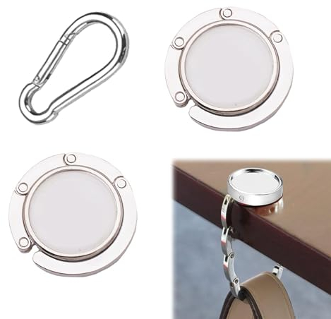 Taschenhalter Für Tisch,Taschenhalter,Handtaschenhalter,Faltbare Antirutsch Taschenhaken Halterung,Tisch Handtaschenhalter Haken,Taschen Halter,mit Karabinerhaken,Handtasche Tasche Aufhänger,3 Stück