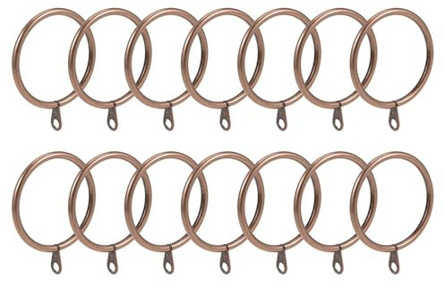 TOP-VIGOR 28Pcs Metal Curtain Rings, 45mm Internal Diameter Curtain Pole Rings, Drapery Curtain Sliding Eyelet Hanging Rings for Window Rods, Shower Curtains, Drapery, Antique Red Copper