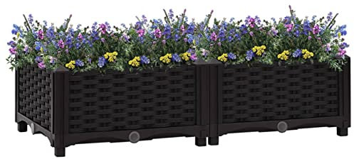 ZEYUAN Hochbeet, Palettenrahmen, Hochteich, Gemüsebeet, Kräuterregal Balkon, Blumenbeet, Kräuterspirale, Tomatenbeet, Pflanzhochbeet, 80x40x23 cm Polypropylen