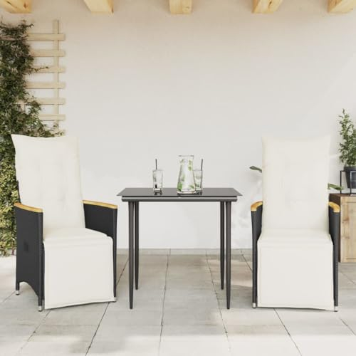 Homgoday Gartensessel mit Kissen 2 STK. Gartenstuhl mit Verstellbarer Rückenlehne Relaxstuhl Sessel Stuhl Gartensessel mit Liegefunktion Stuhl Terrassenstuhl Schwarz Poly Rattan