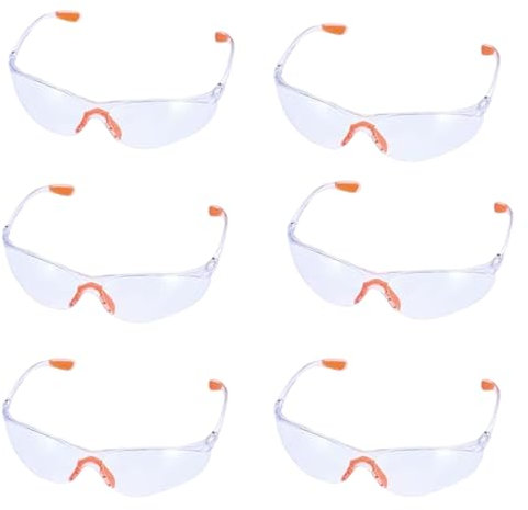 ZQuintuplian 6 Pcs Safety Goggles, Protective Glasses, Safety Glasses for Work Eye Protection Glasses Clear Safety Glasses Protective Personal Protective Equipment Security Glasses Anti Dust/Scratch/Wind/Mist