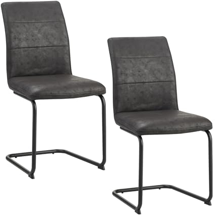 HTI living Schwingstuhl Antikanthrazit 2er Set Enie Esszimmerstuhl Küchenstuhl Besucherstuhl