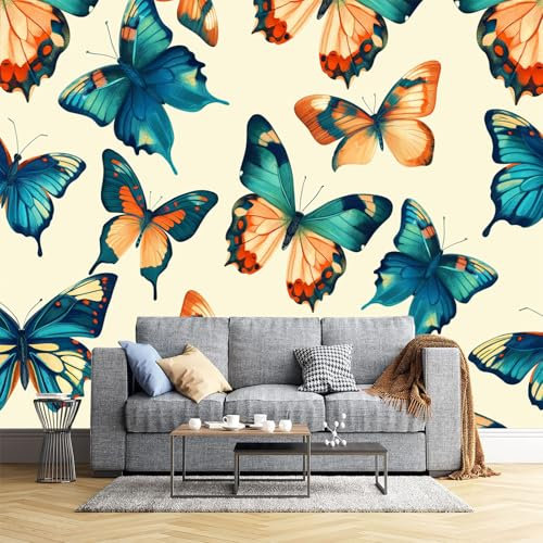 JEDTAKCT 300X210Cm Seidetapete Abstrakter Schmetterlingtapete Elegance Tapete Im Modernes Tier Design Tapete Wandtapete Wohnzimmer Schlafzimmer Flur Strukturtapete